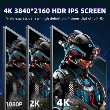 4K Portable Monitor 13.3 Inch IPS Screen 3840 x 2160 1500:1 with Freestanding HDMI USB C